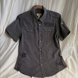 Diesel Black and White Striped Casual Shirt